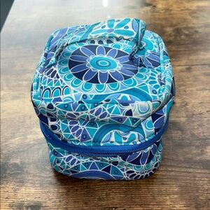 Blue Patterned Cosmetic Bag